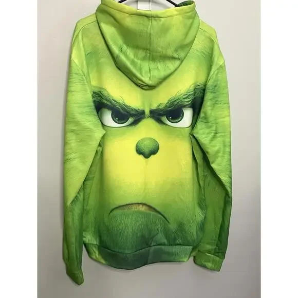 004) Grinch Hoodie Unisex Green Funny Ugly Christmas Sweater, size large - Picture 2 of 3